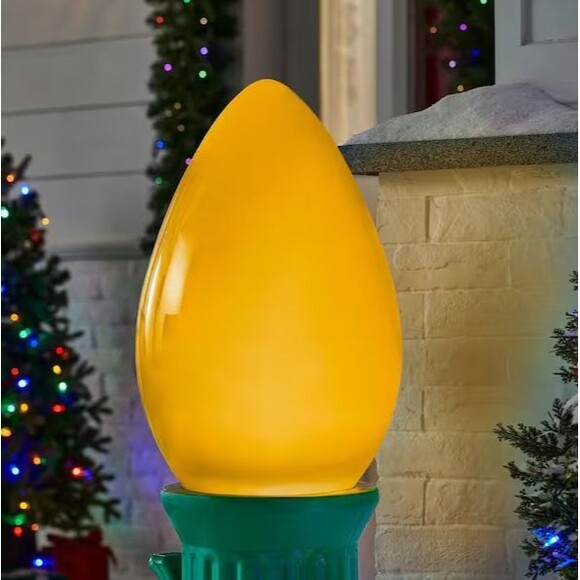 HOME ACCENTS HOLIDAYS 3 Ft Battery Operated LED Jumbo Bulb Blow Mold Yellow - Picture 2 of 3
